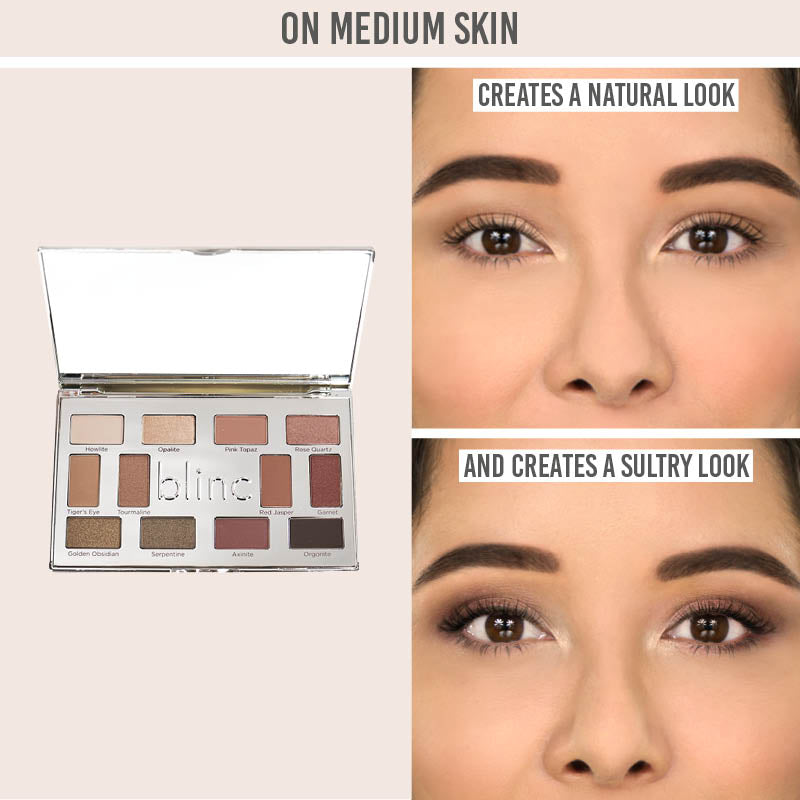 Blinc the Rare Gem Eyeshadow Palette natural and sultry looks on medium skin