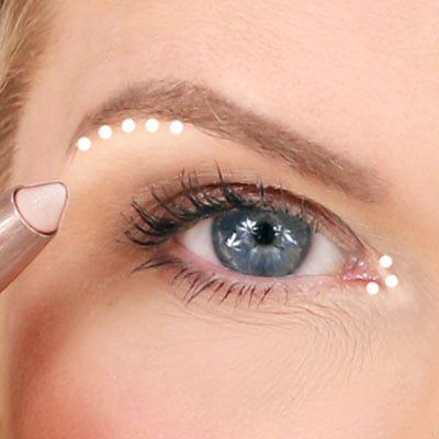 Apply shade 'Daisy Chain' to your brow bone & inner eye corner