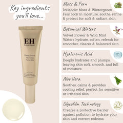 Emma Hardie Plump & Glow Hydrating Facial Mist - Key Ingredients: moss & fern, botanical waters, hyaluronic acid, aloe vera, glycofilm technology