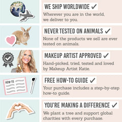 Beauty and the Boutique - Shipping worldwide, never tested on animals, makeup artist approved, free how-to guide, charities and perks
