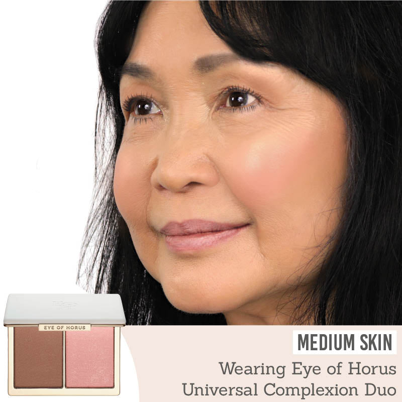 Eye of Horus Universal Complexion Duo on medium skin tone