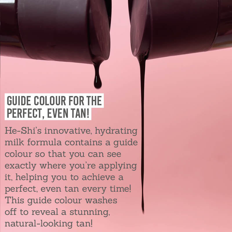 He-Shi Gold and Dark Tanning Milk guide colour