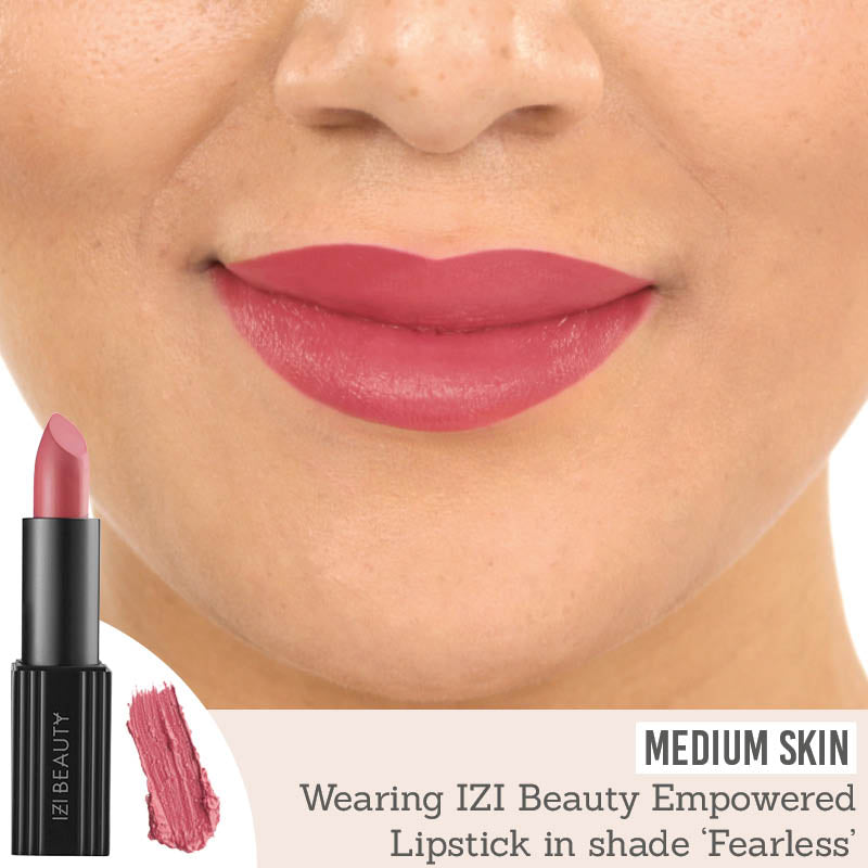 IZI Beauty Empowered Lipstick in Fearless on medium skin