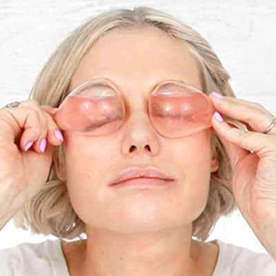 Place globes over eye sockets & hold for a couple of mins