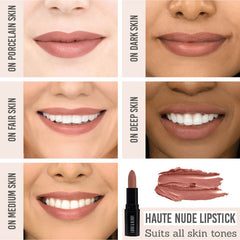 Lord & Berry ABSOLUTE Lipstick in shade 'Haute Nude' on different skin tones