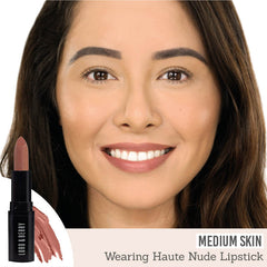 Lord & Berry ABSOLUTE Lipstick in shade 'Haute Nude' on medium skin