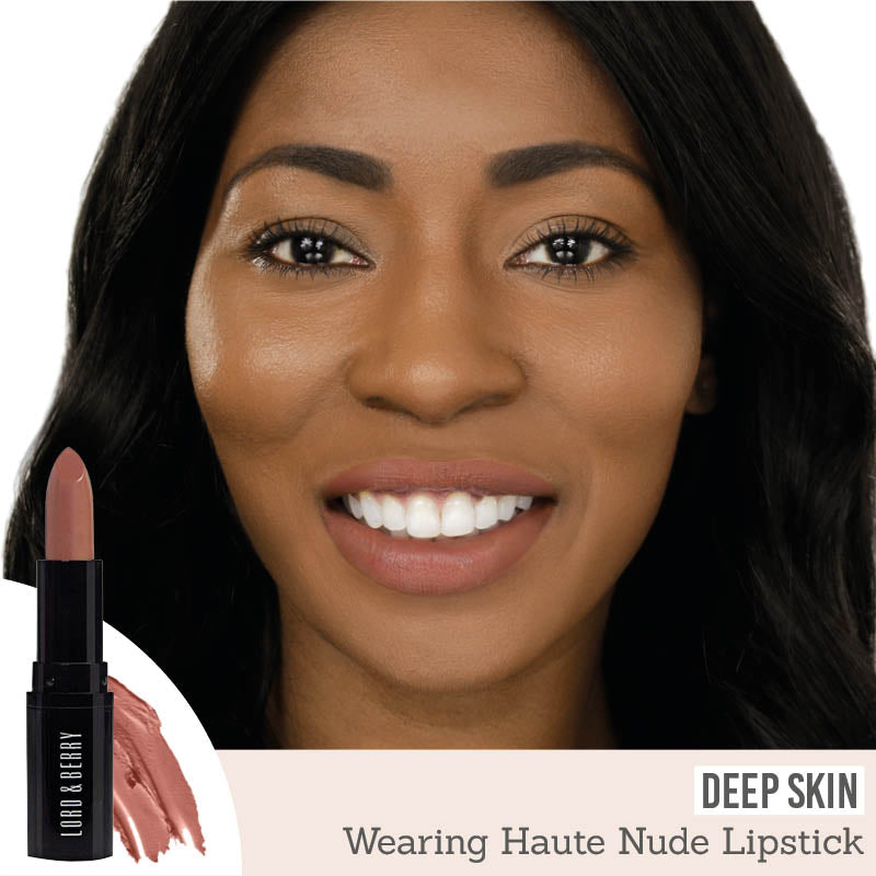 Lord & Berry ABSOLUTE Lipstick in shade 'Haute Nude' on deep skin