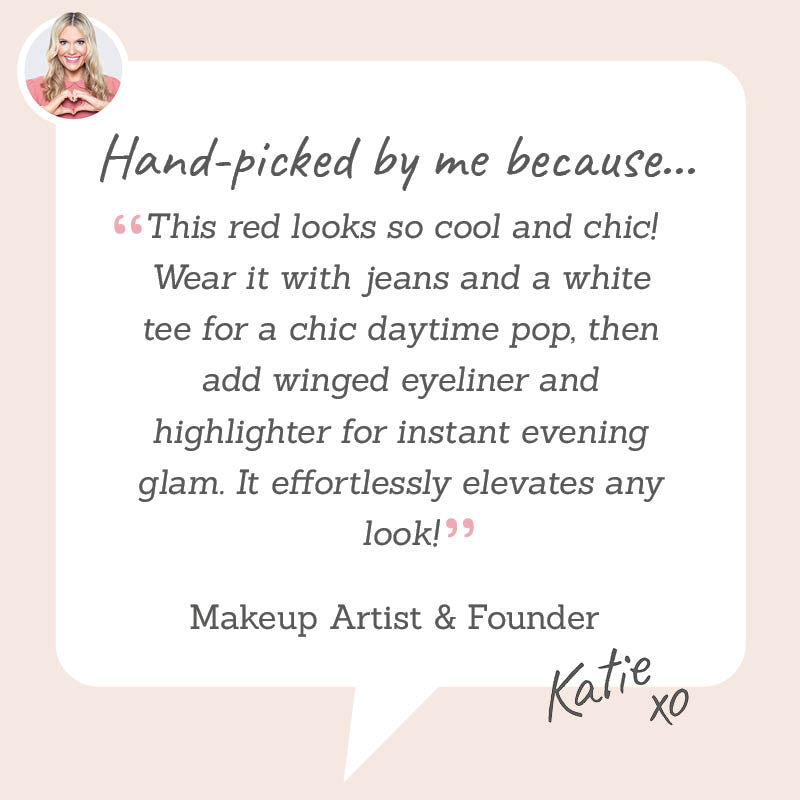 Lord & Berry Timeless Kissproof Lipstick in Bold Red – Hand-picked by Makeup Artist Katie for long-lasting, statement lips with a flawless matte finish.