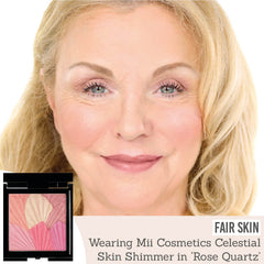 Mii Cosmetics Celestial Skin Shimmer in Rose Quartz on fair skin