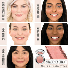 Nude Envie Powder Blush in Enchant on different skin tones