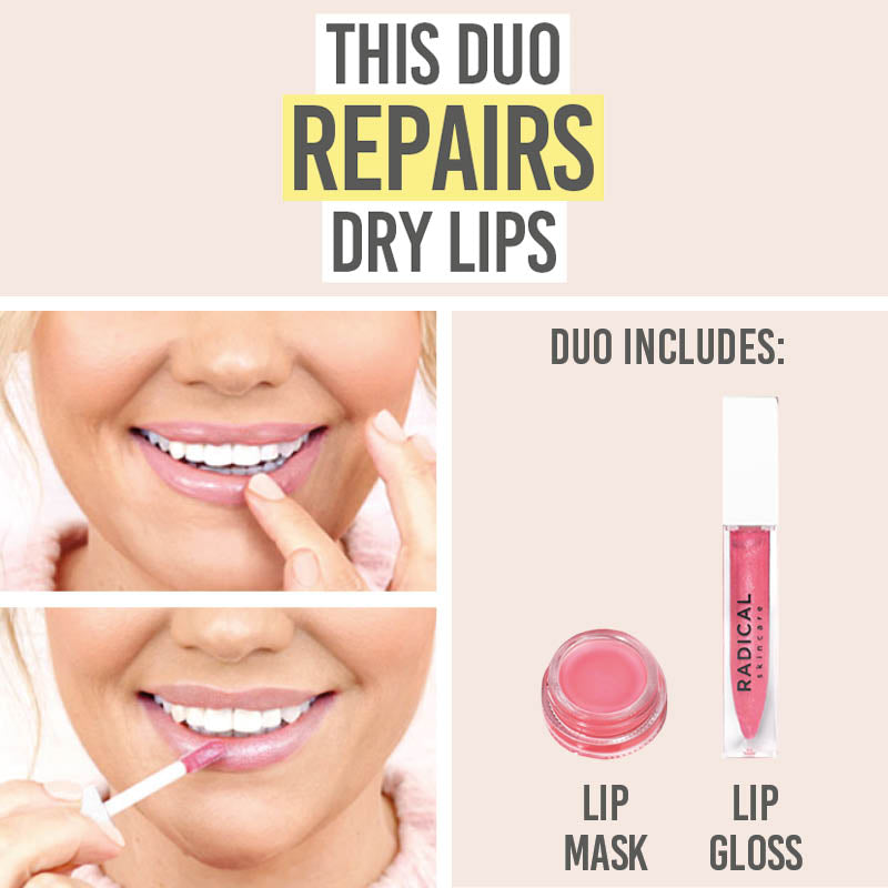 Radical Skincare Lip Recovery Mask and Rose Lip Luster Gloss Duo