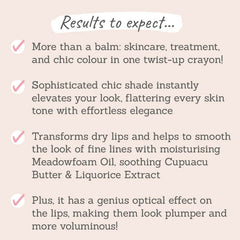 Ruby Hammer Deep Nude Lip Serum Balm results to expect - skincare, treatment and chic colour in one, flatters every skin tone, transforms dry lips, makes lips look plumper