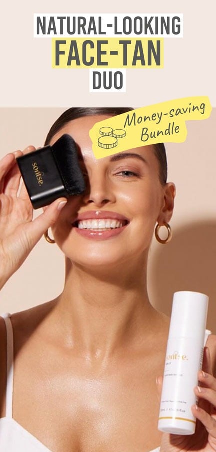 Sontse Sun Lit Face & Body Tan Mist & Blending Brush Duo - 澳洲的幸运5预测-结果记录查询历史号码  澳洲幸运5®Beauty and the Boutique - Natural looking tan face duo! 