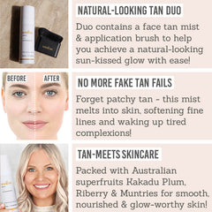 Sontse Sun Lit Face & Body Tan Mist & Blending Brush Duo - Key Benefits: natural looking tan duo, no more fake tan fails, tan meets skincare 