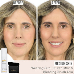 Sontse Sun Lit Face & Body Tan Mist & Blending Brush Duo on medium skin