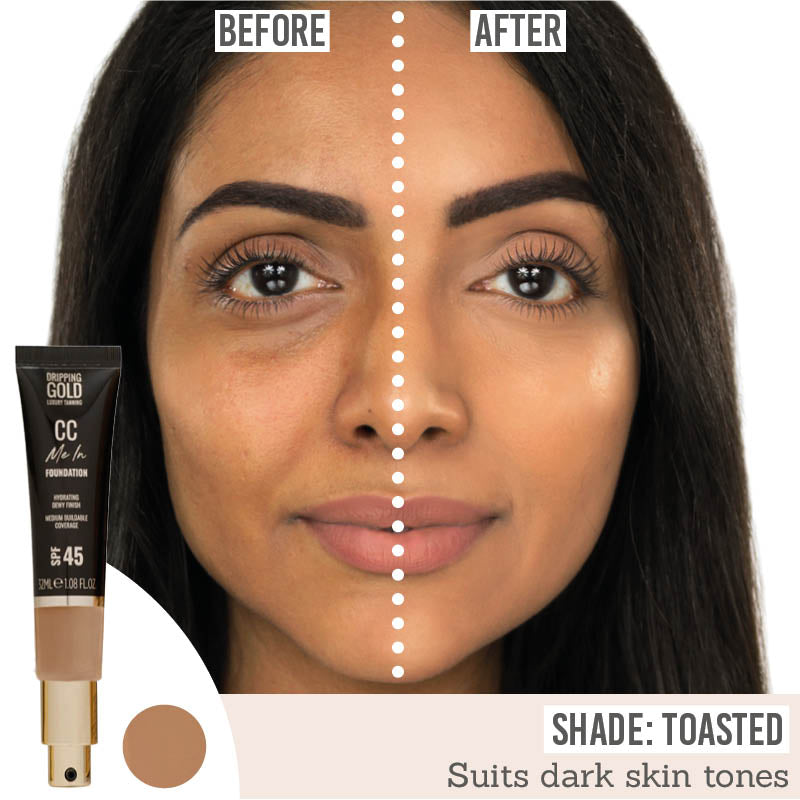 SOSU Cosmetics CC Me In SPF45 Foundation on dark skin