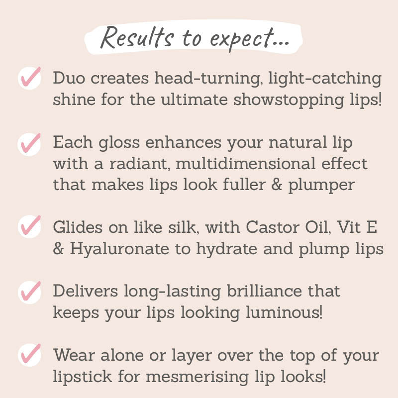 Results to expect – glossy, fuller lips & radiant shine, hydrating ingredients for long-lasting plumpness, wear alone or over lipstick
