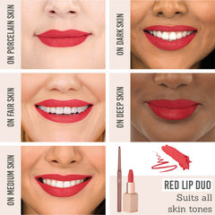 SOSU Perfect Red Lip Duo on different skin tones