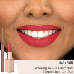 SOSU Perfect Red Lip Duo on dark skin